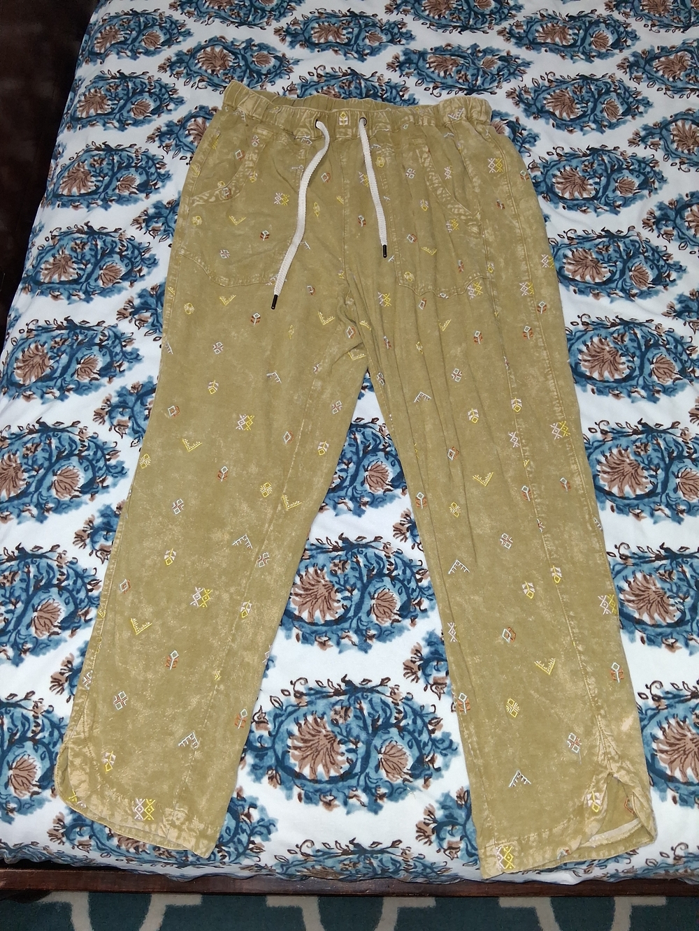 Pilcro Drawstring Casual Bottoms in Mustard Yellow